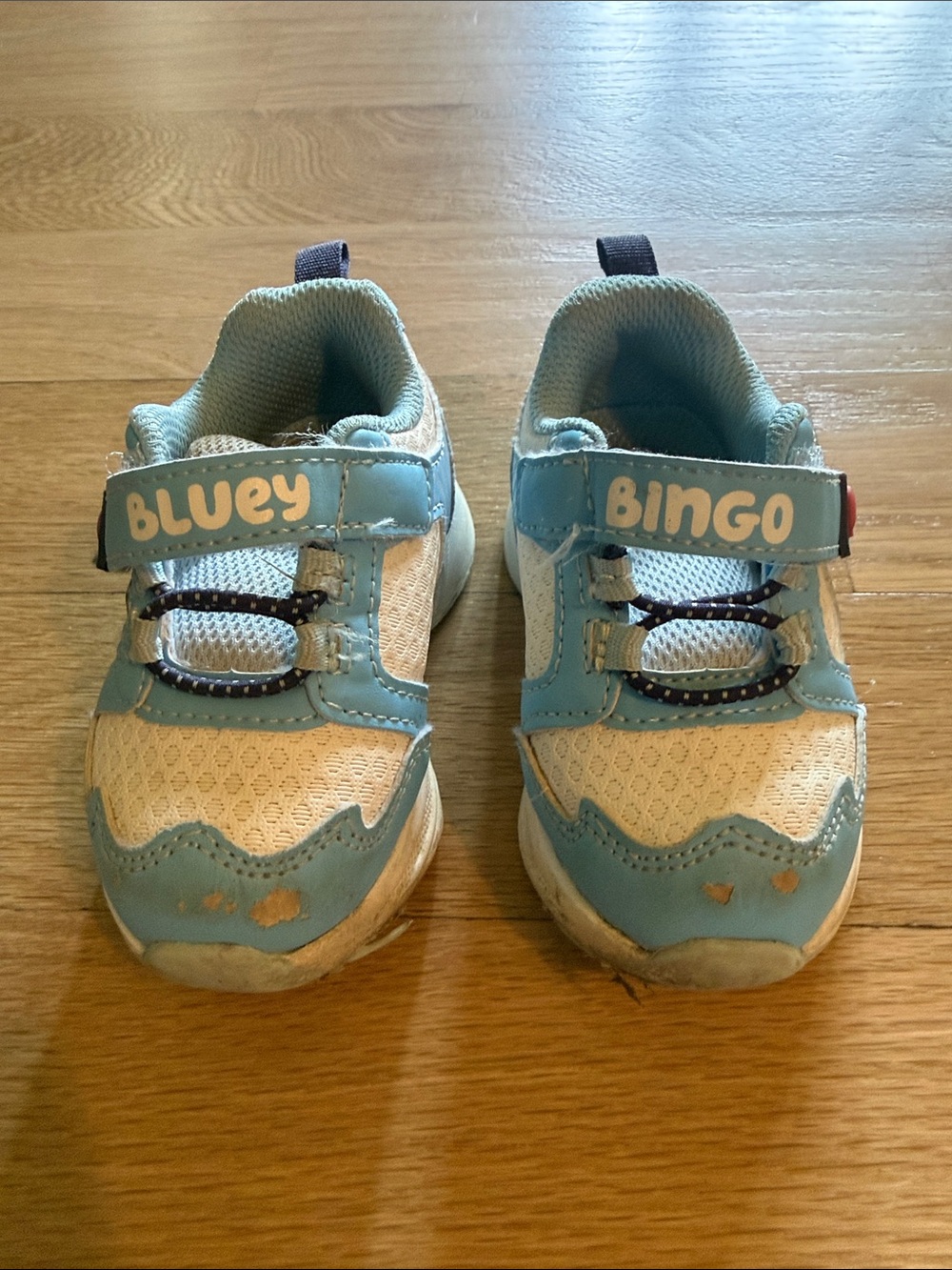Bluey & Bingo Kids Light Blue Mesh Sneakers with Hook-and-Loop Straps